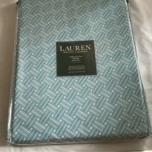 Lauren Ralph Lauren Turquoise Basketweave Oblong Tablecloth 60”X 84- NEW